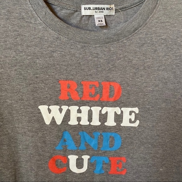 Sub_Urban Riot Patriotic Red White And Cute T-Shirt XS NWT - Picture 3 of 5